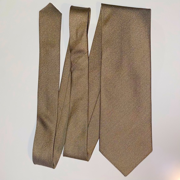 Vintage TODAY’S MAN Men’s Necktie Gold/Grey Solid Design Imported 100% Silk - Picture 3 of 4